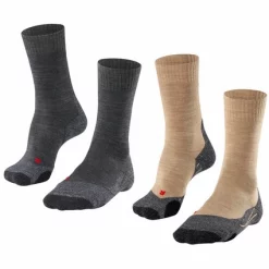 Chaussettes De Randonnée Falke TK2 Bundle Women Grey Brown (Set Van 2)