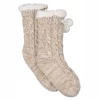 Chaussettes UGG Women Pom Pom Fleece Lined Crew Sock Cream -Ceintures Sales Sok UGG Women Pom Pom Fleece Lined Crew Sock Cream